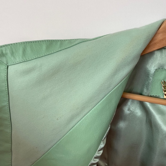 Green Leather Moto Biker Jacket XS - Picture 8 of 10